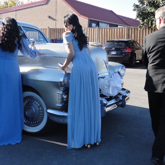 Azazie NWT Stretch-Mesh "Calla" Dusty Blue Bridesmaid Prom Dress Size A2 - Picture 3 of 14